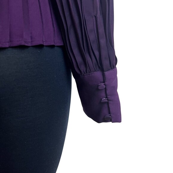 Express Women’s Purple Long Sleeve Pleated Wrap Blouse Size L - Picture 5 of 8